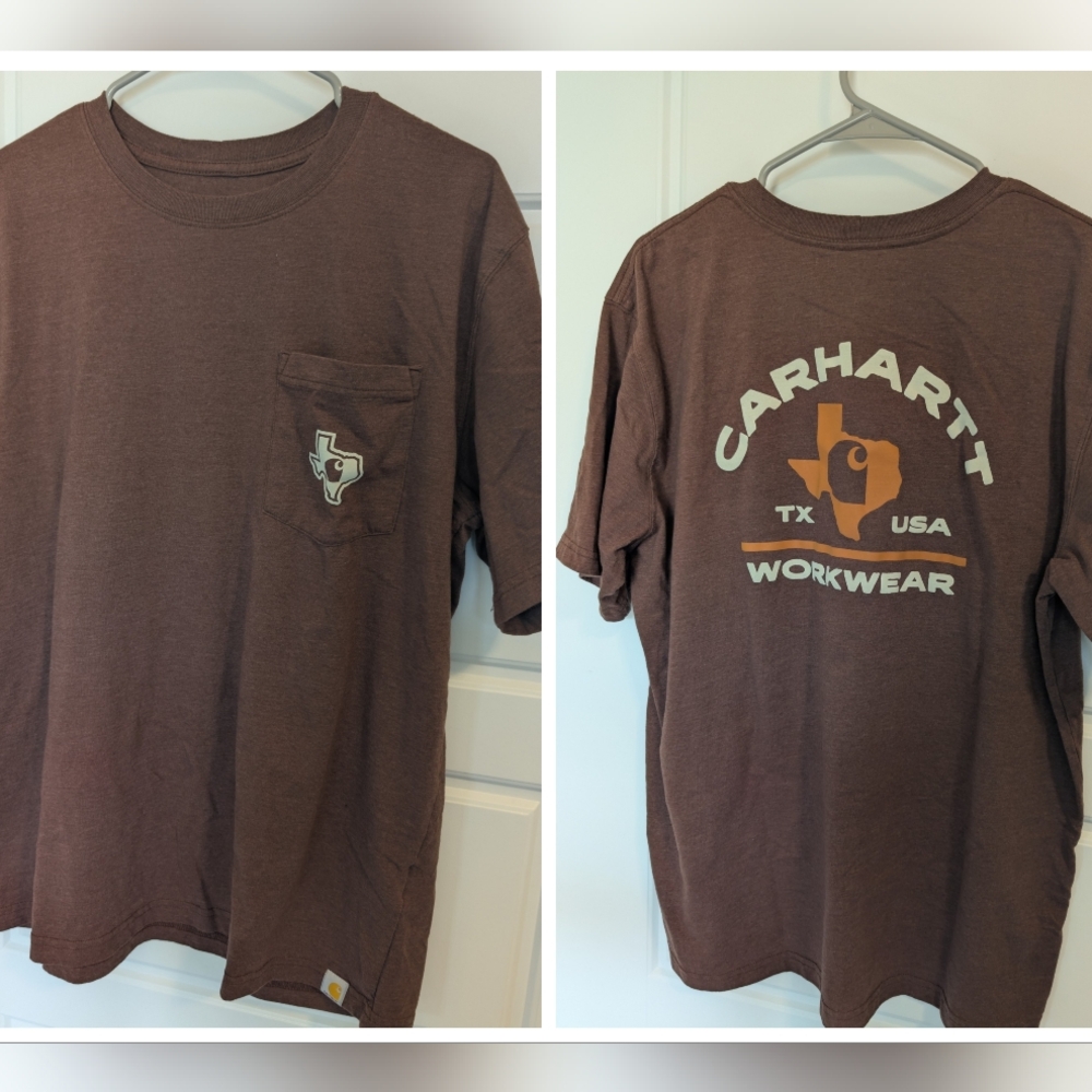 Carhartt Men's Large Texas Workwear Pocket T-Shirt Brown Relaxed Fit TK6511-M